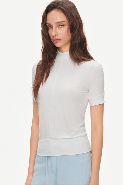 Tencel-Modal-Bluse mit halbhohem Kragen