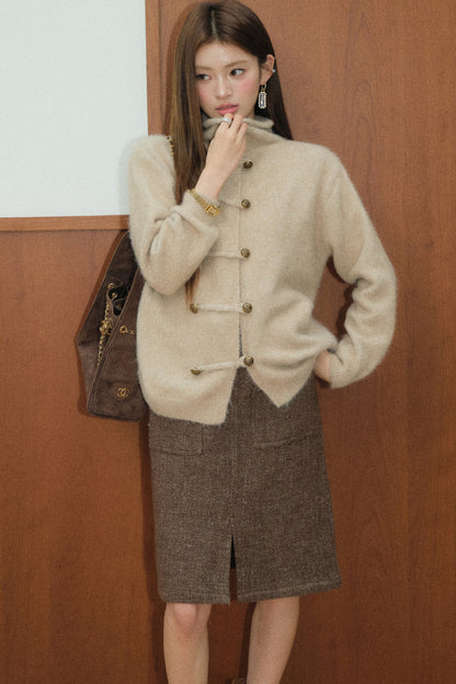 Button Cardigan and Skirt Set-Up