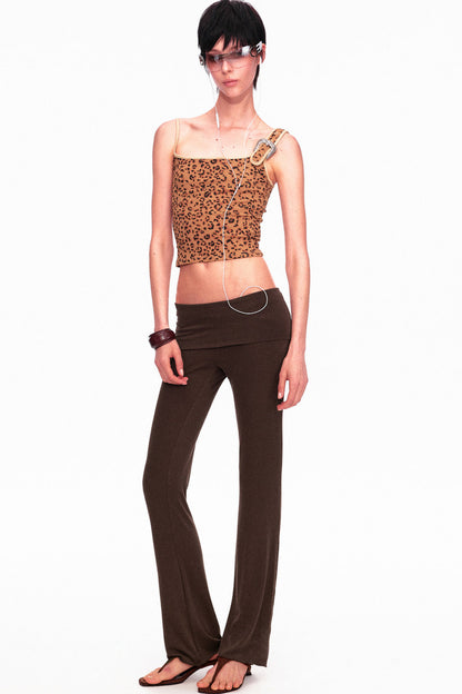 Camouflage Leopard Print Asymmetrical Metal Buckle Camisole