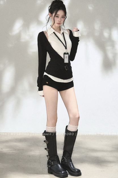 Layered-Look Knit Top Set-Up
