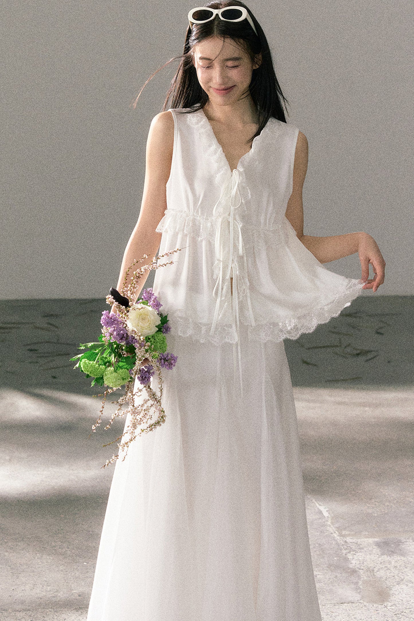 French Lace Ruffled Vest