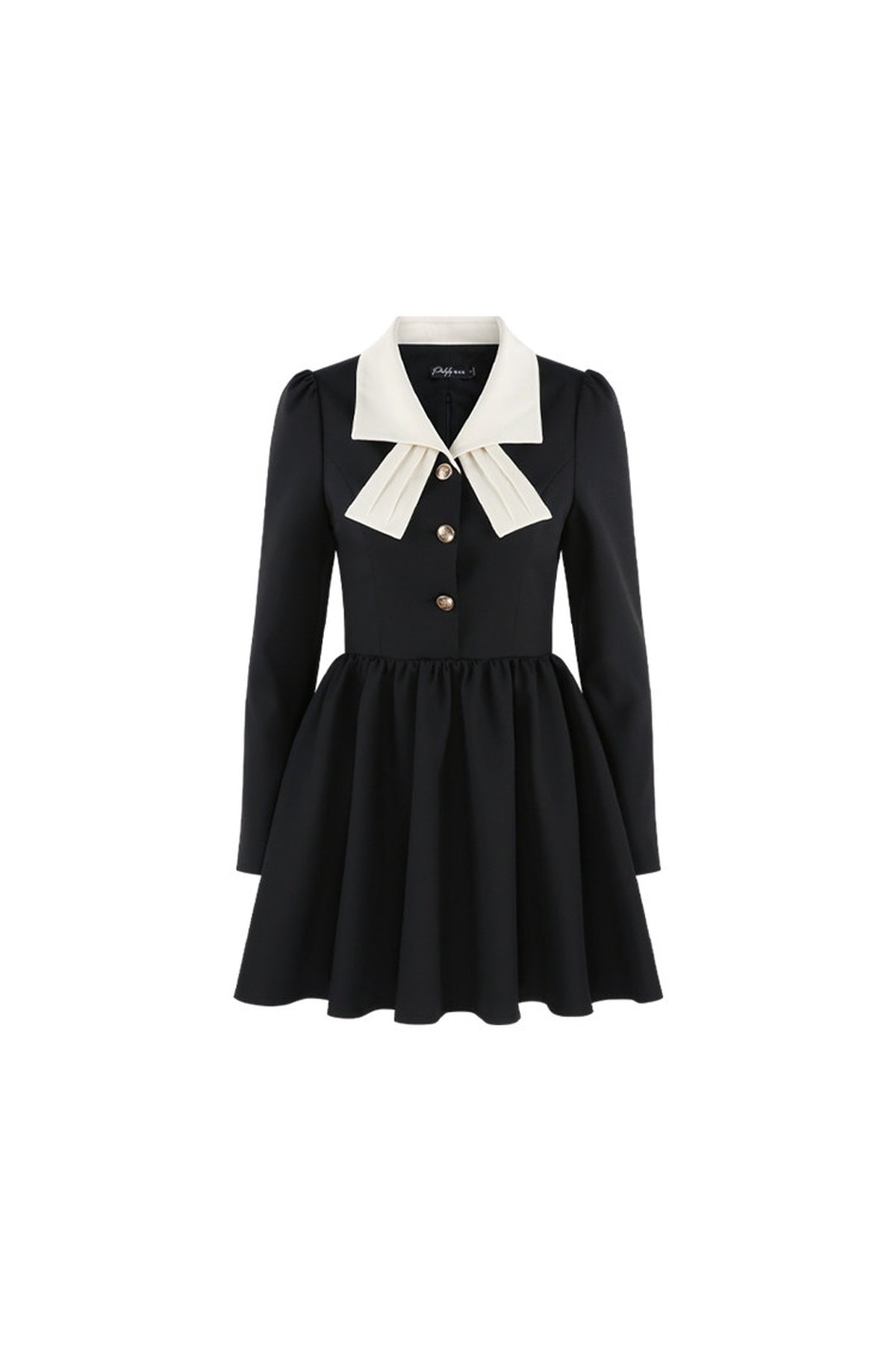 Hepburn Style Black Lapel Dress