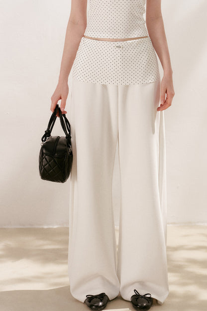 Polka Dot Cotton Tube Top And Wide Leg Pants Set-Up