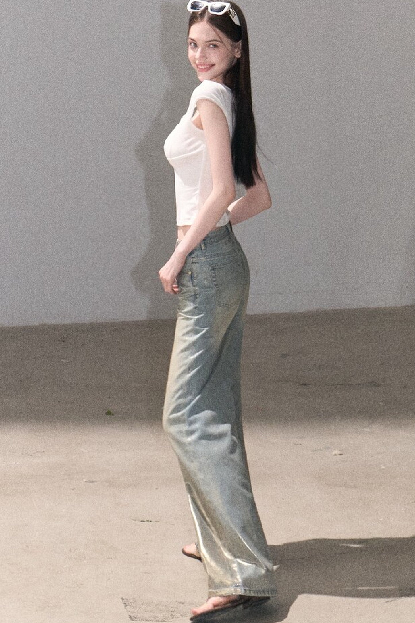 Retro Gradient Cotton Jeans