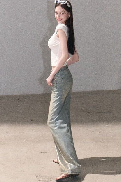 Retro Gradient Cotton Jeans
