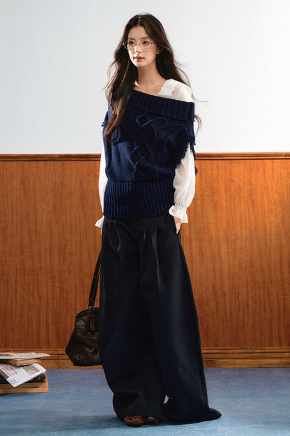 Gilet in maglia con spalla obliqua