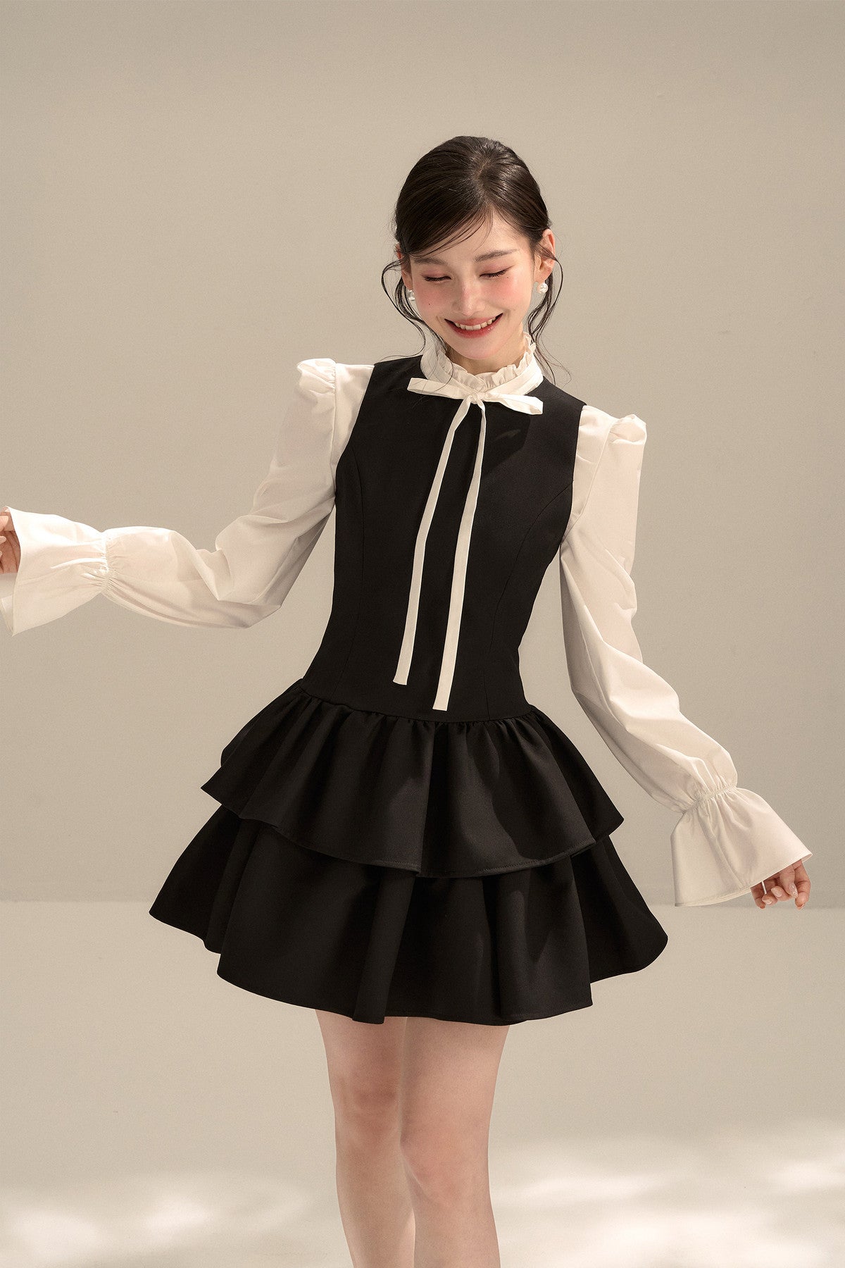 Black Sleeveless Puffy Tank Dress
