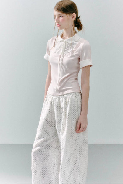 Haut preppy en modal patchwork