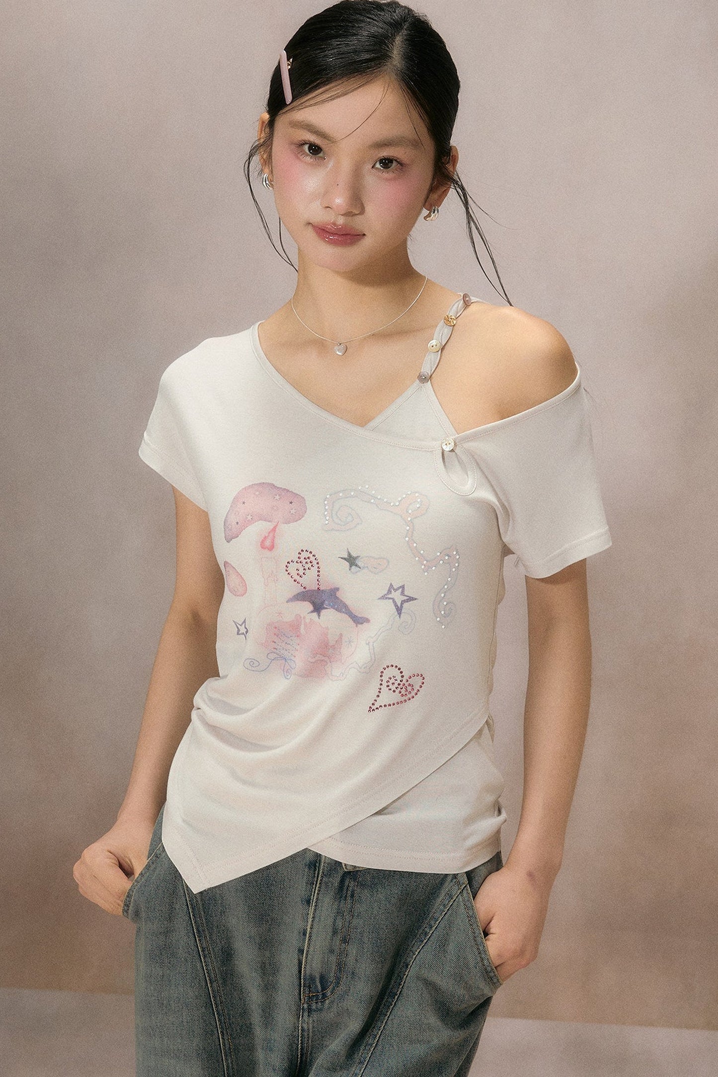 Sternenlicht-Traum schulterfreies T-Shirt
