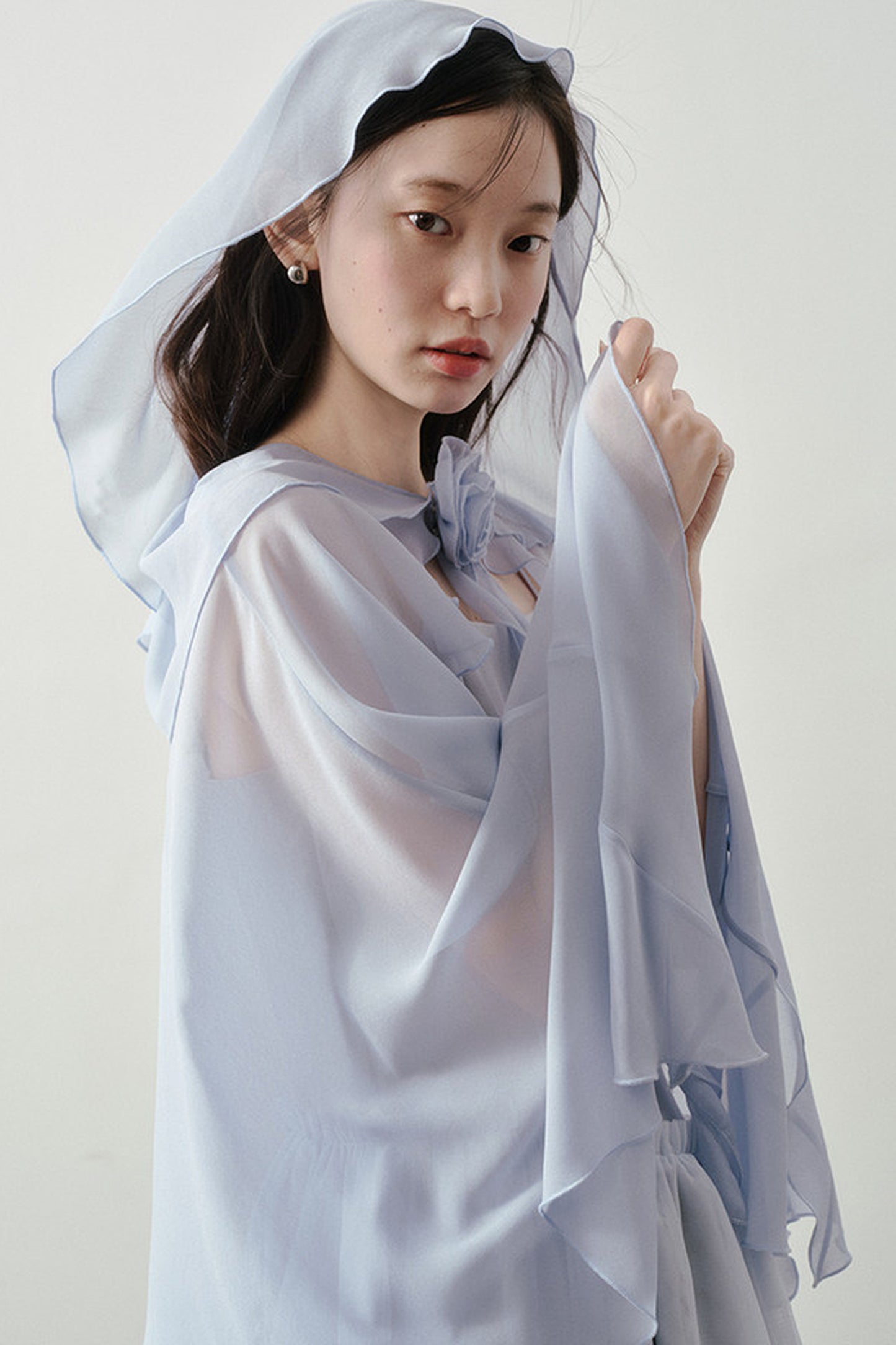 Muyu Camellia Cake Dress with Shawl Set