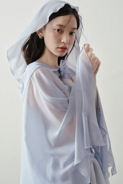 Muyu Camellia Cake Dress with Shawl Set