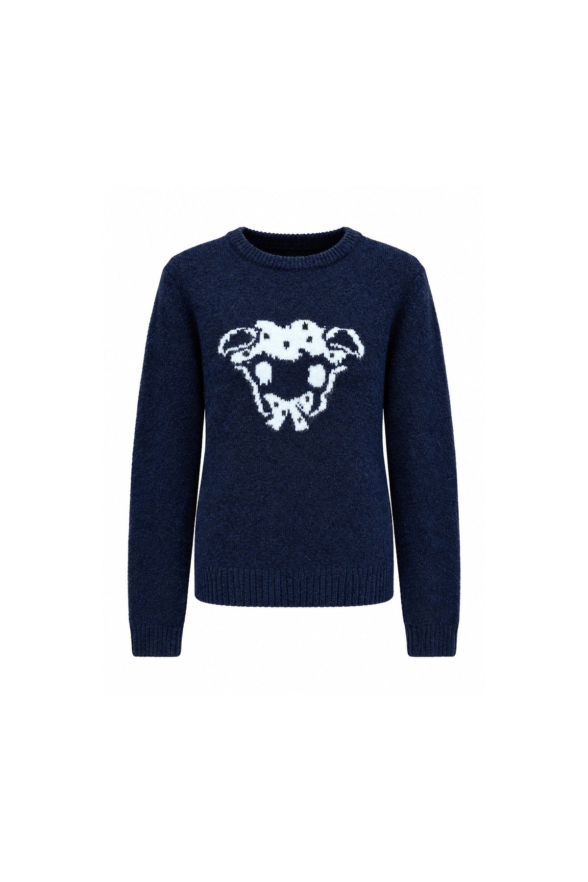 Navy Wool Jacquard Top and Pants Set-Up