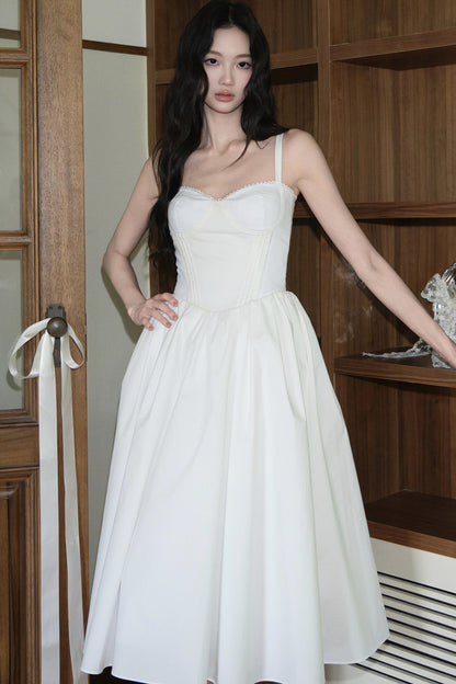 Vertical Cut Stand-Up Collar Slip Dress