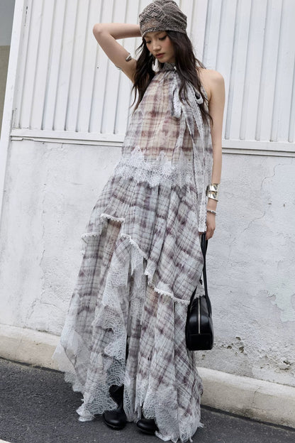 Bohemian Lace Plaid Two-Piece Set