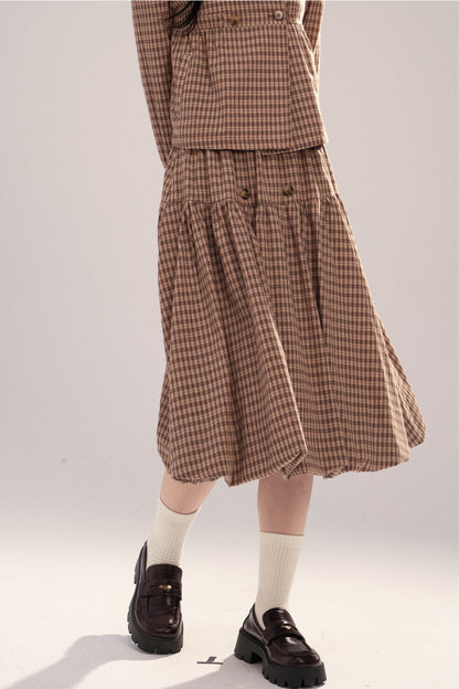 Retro Plaid Bubble Skirt