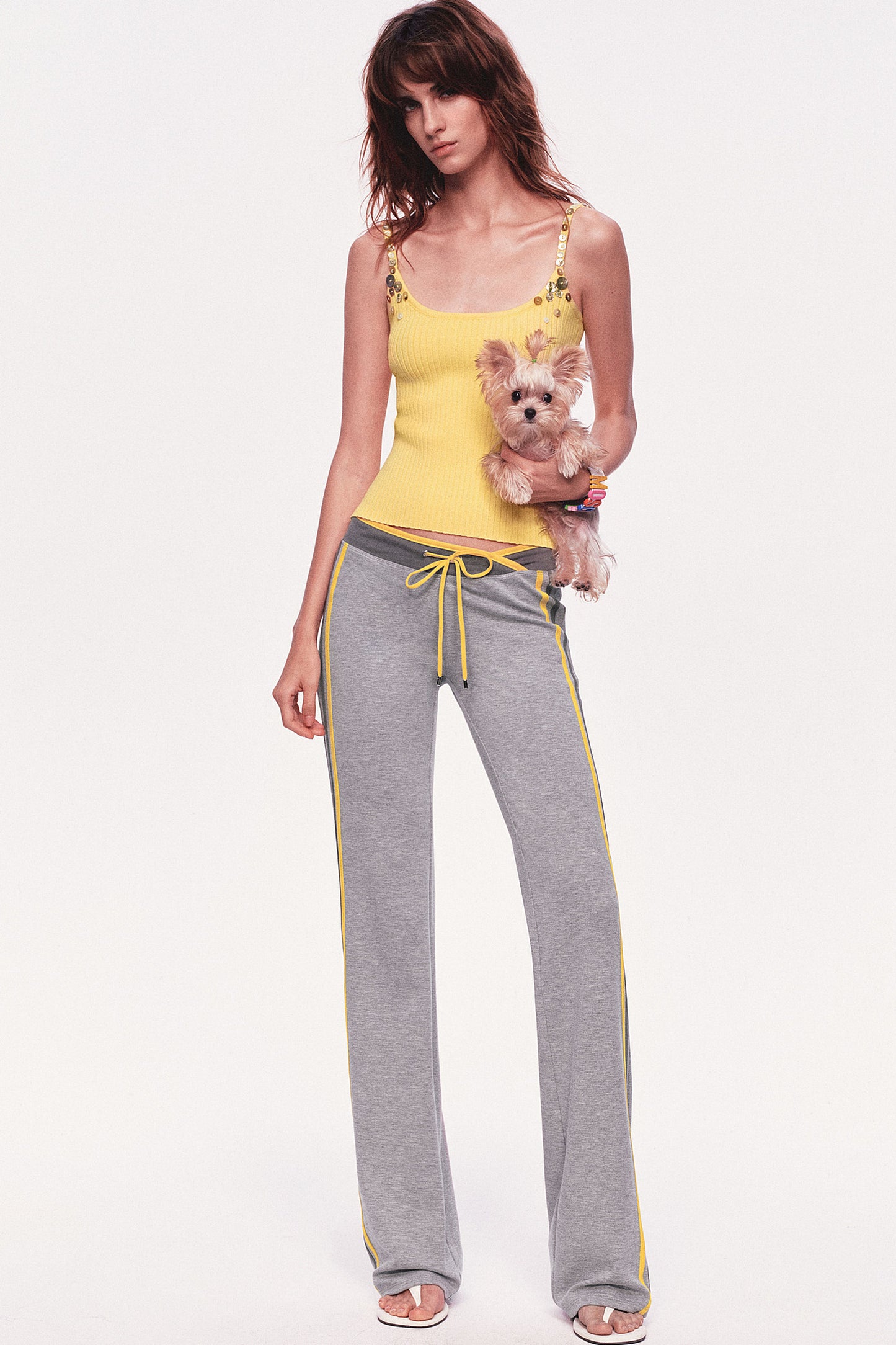 Button Strap Ribbed Knit Tank Top