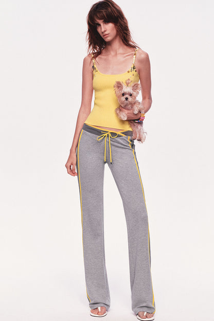 Button Strap Ribbed Knit Tank Top