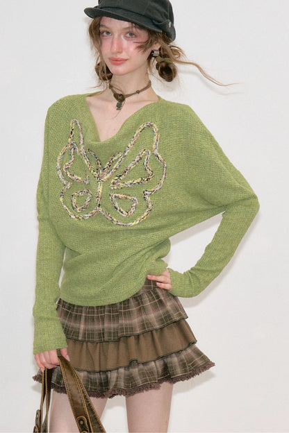 Retro Butterfly Knit Top