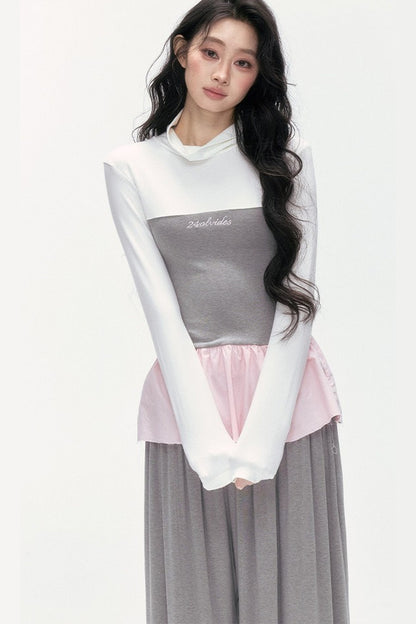 Tencel Wool Layered-Look Top and Lantern Pants Set-Up