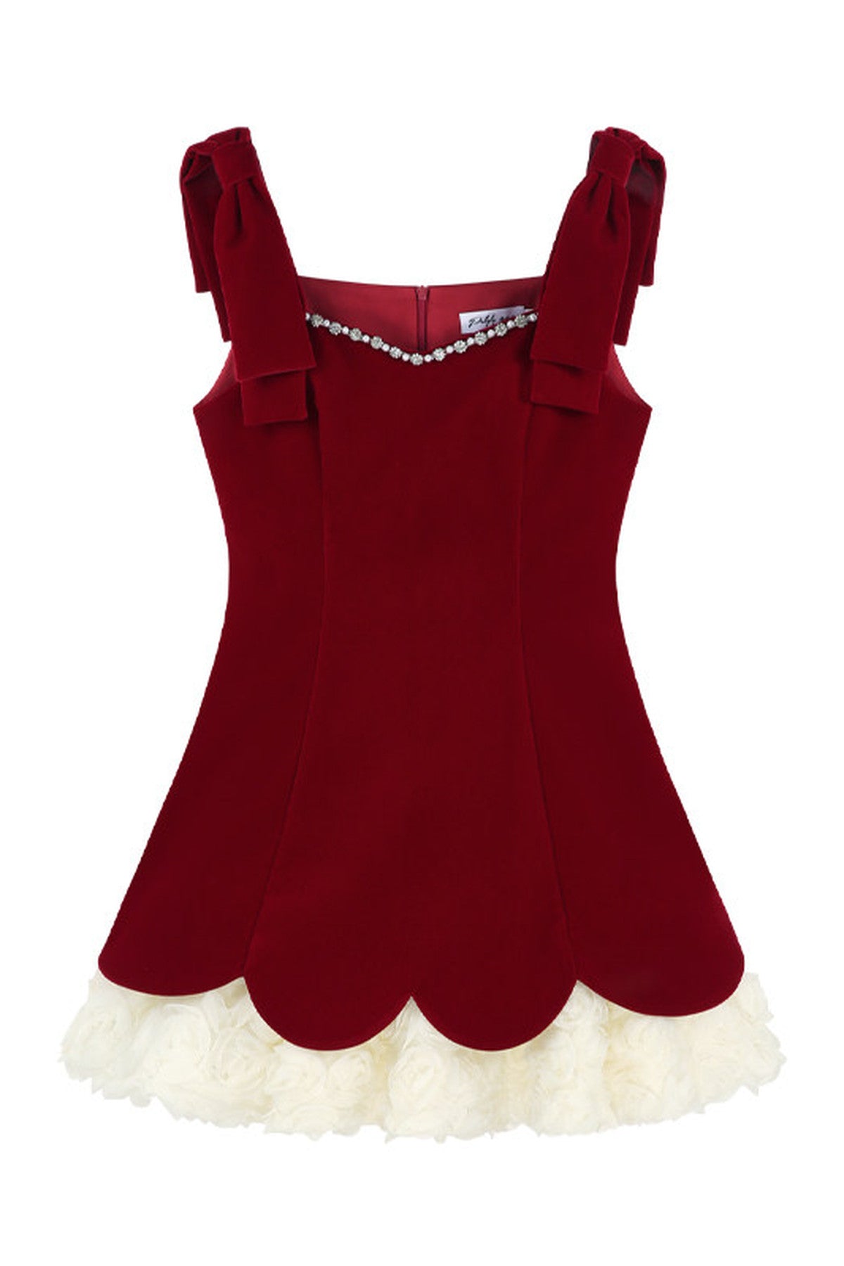 Red Velvet Dress and White Top Set-Up