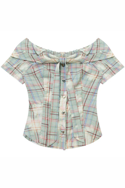 Mist Green Off-Shoulder Blouse