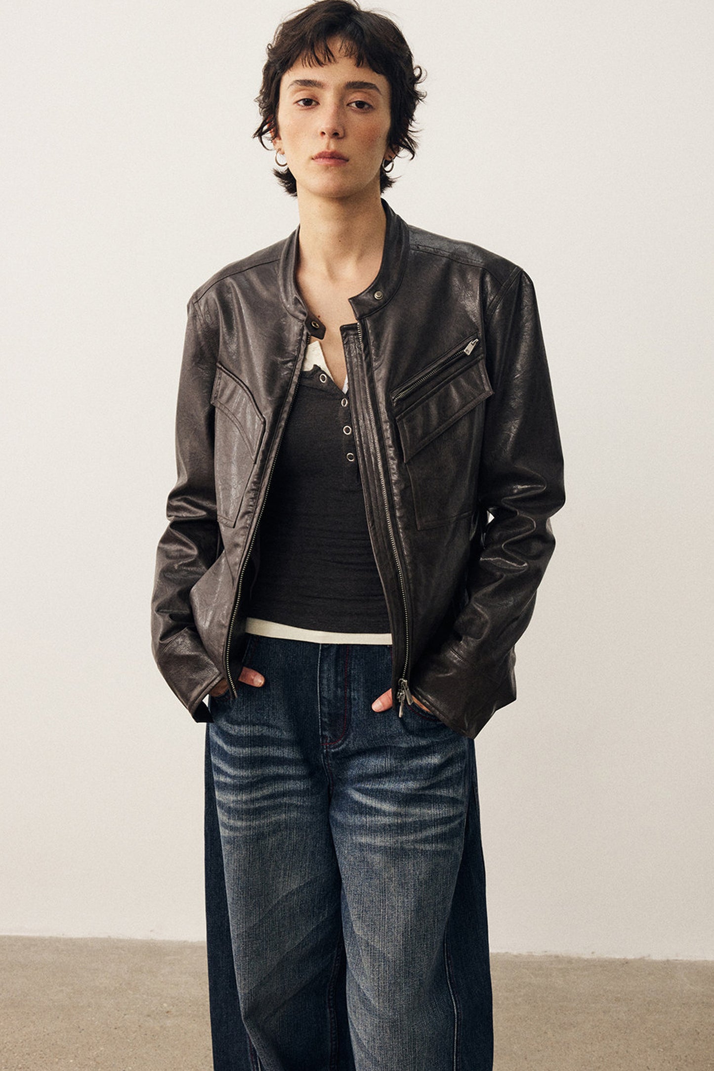 Blackcurrant Slim Leather Jacket