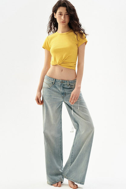 Distressed Wide-Leg Jeans
