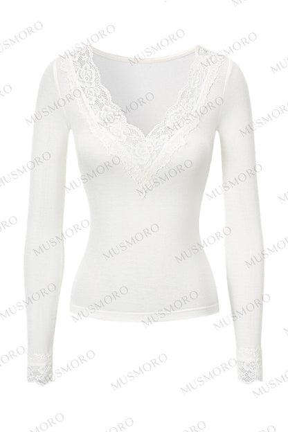 Top in maglia di pizzo a toppe