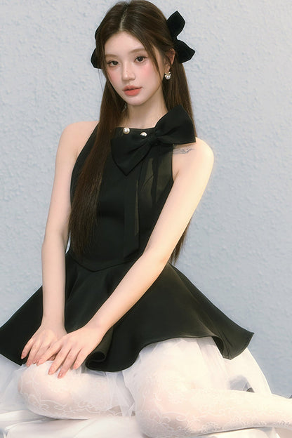 Robe sans manches obsidienne à nœud