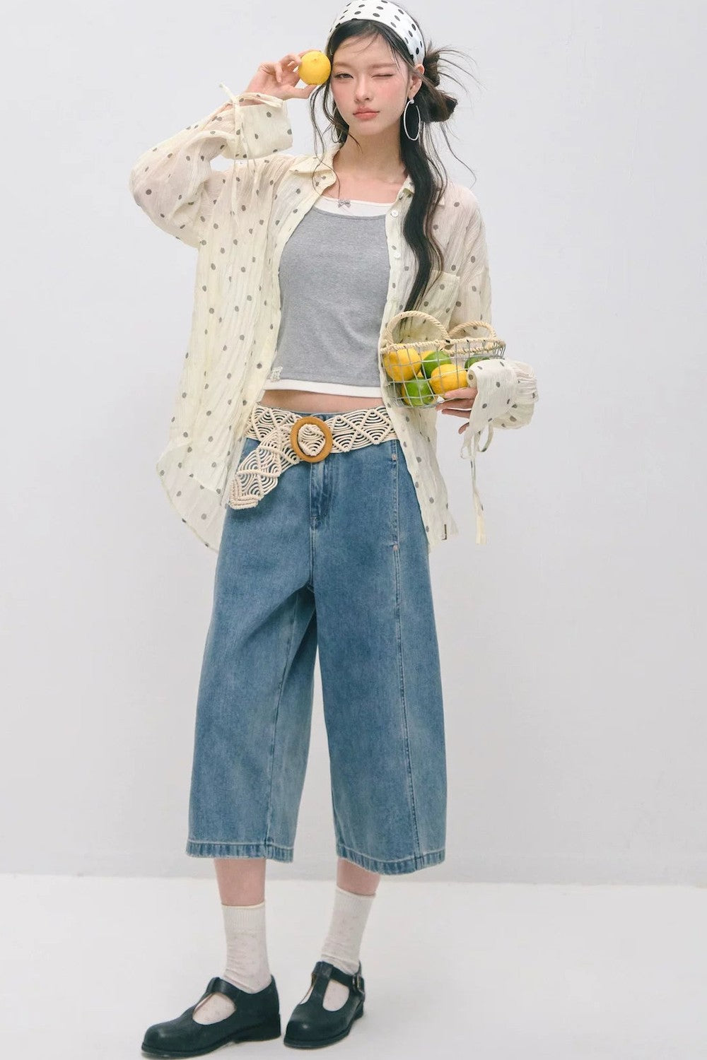 Dekonstruierte 7/8-Hose mit weitem Bein