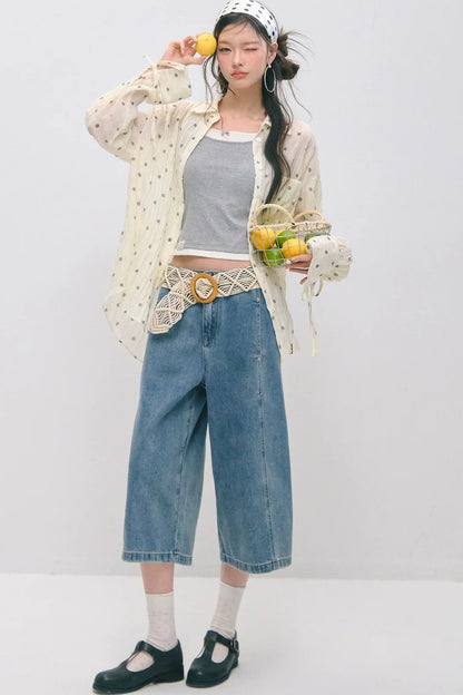 Dekonstruierte 7/8-Hose mit weitem Bein