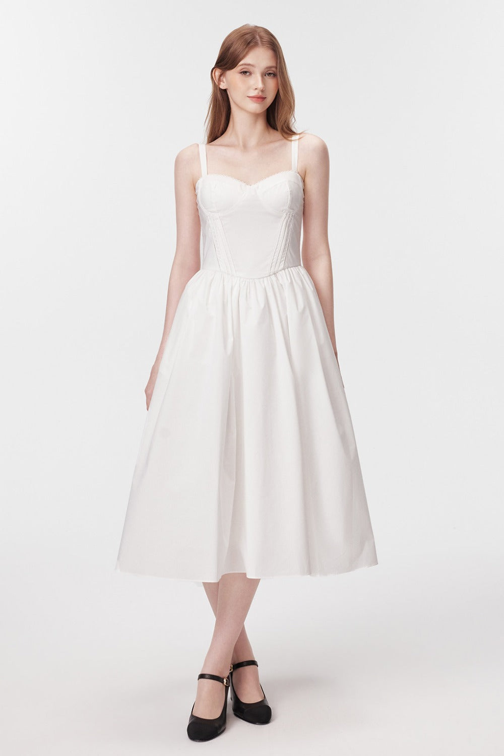 Vertical Cut Stand-Up Collar Slip Dress