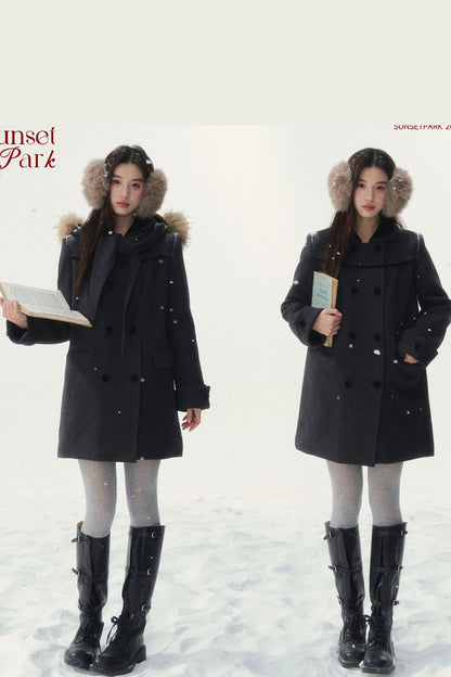 Dark Gray Doll Collar Coat