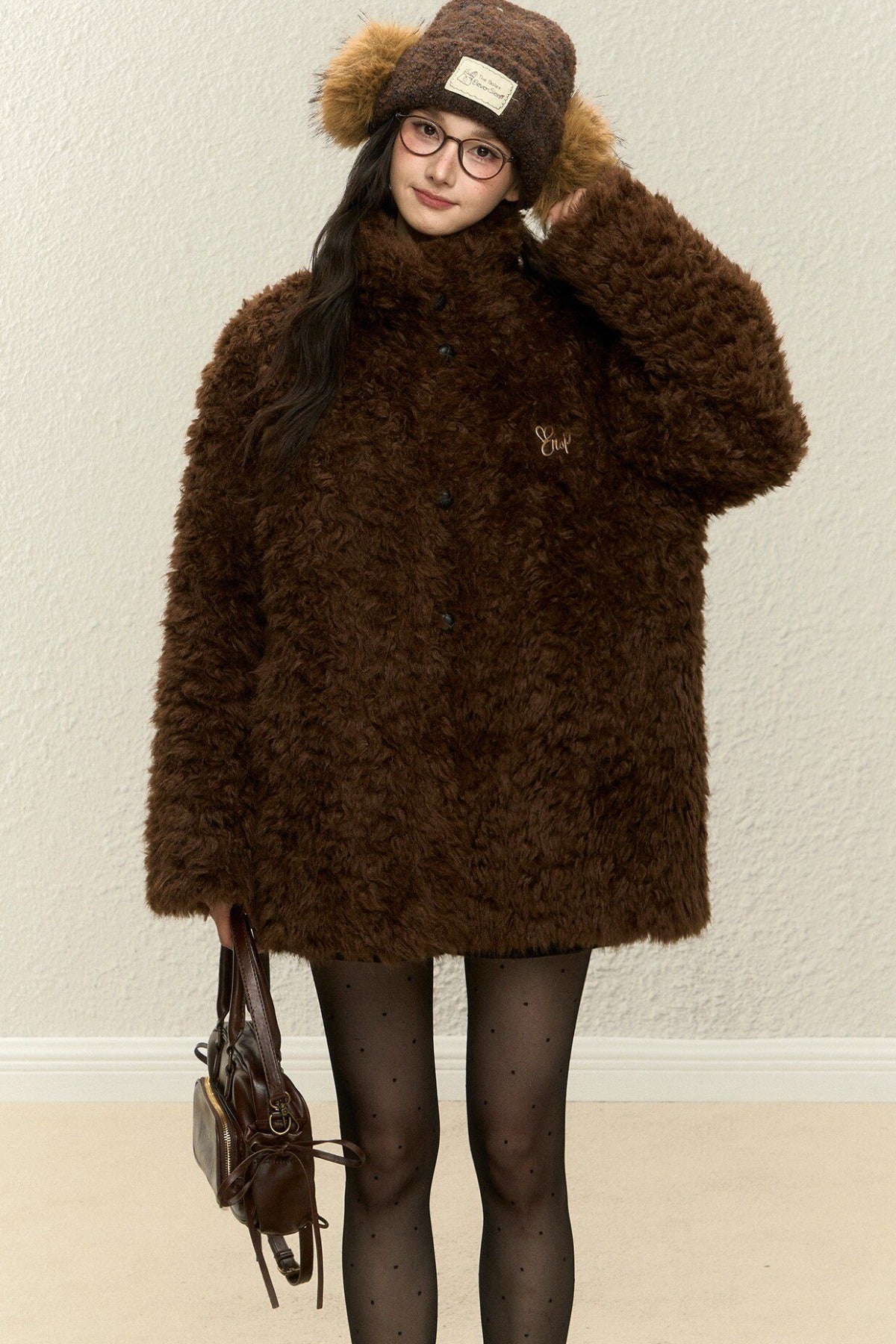 White Fur Integrated Jacket and Pants Set-Up