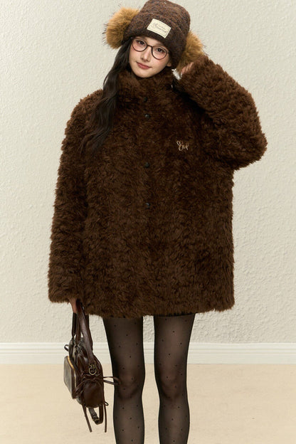 White Fur Integrated Jacket and Pants Set-Up