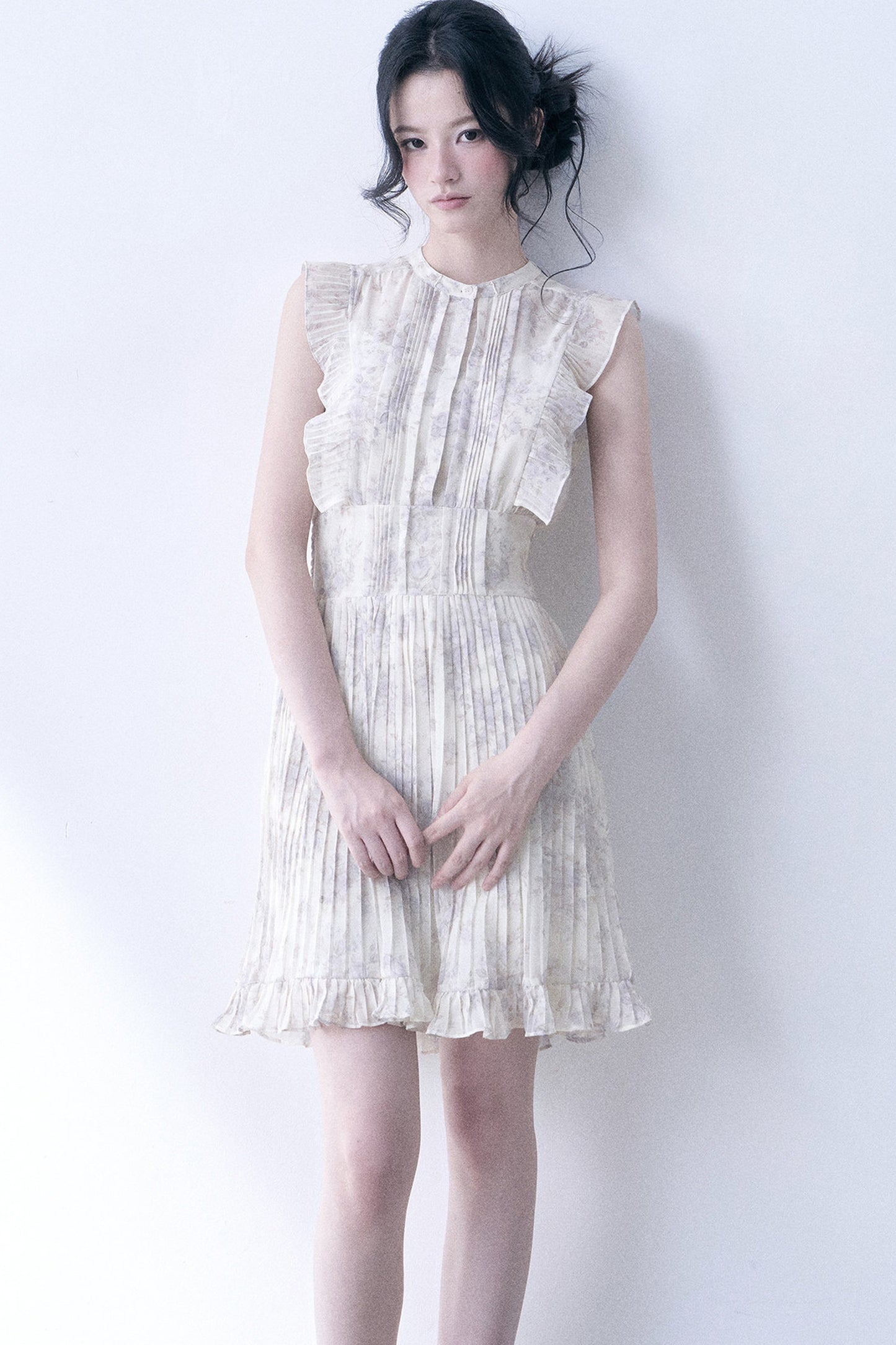 Floral Chiffon Pleated Dress