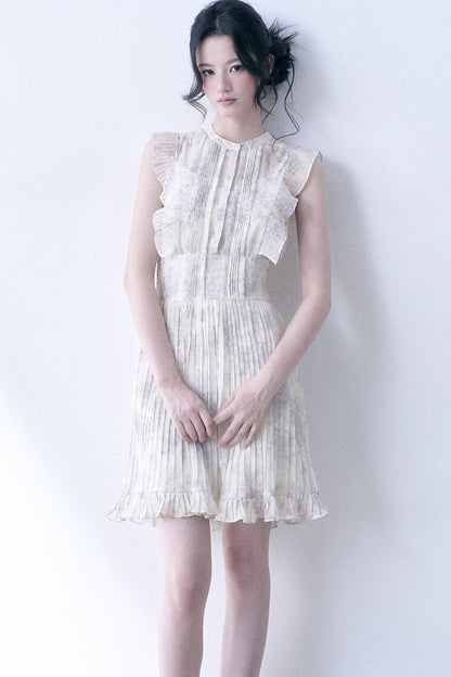 Floral Chiffon Pleated Dress