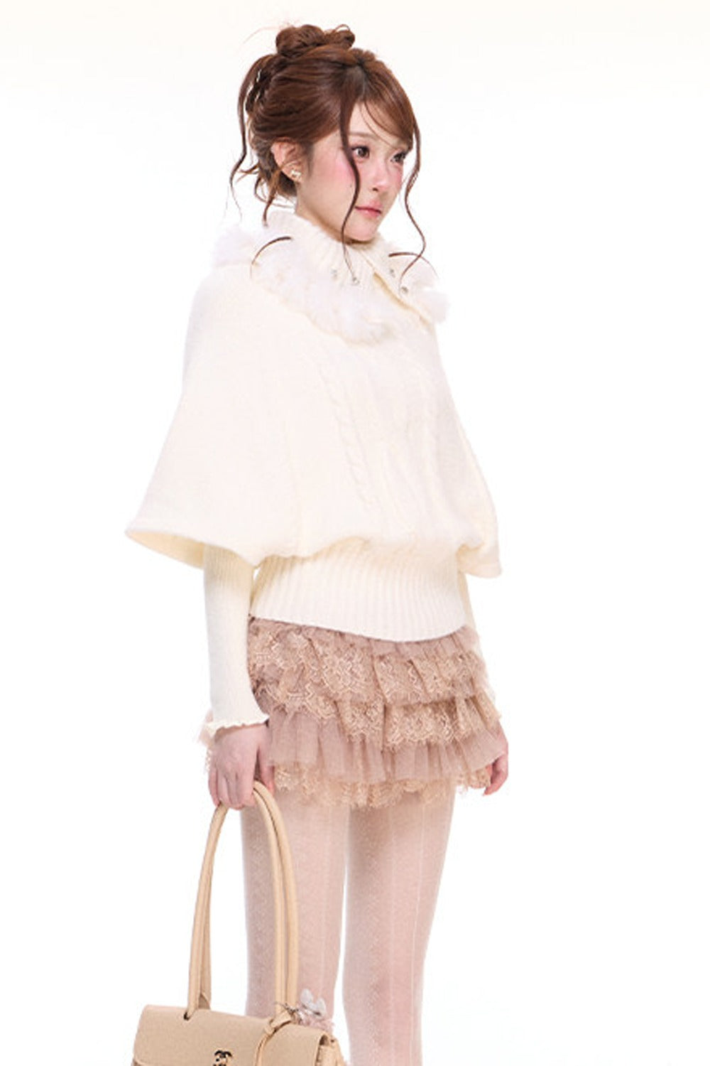 Lace Collar With Mesh Lace Half Skirt Set-Up