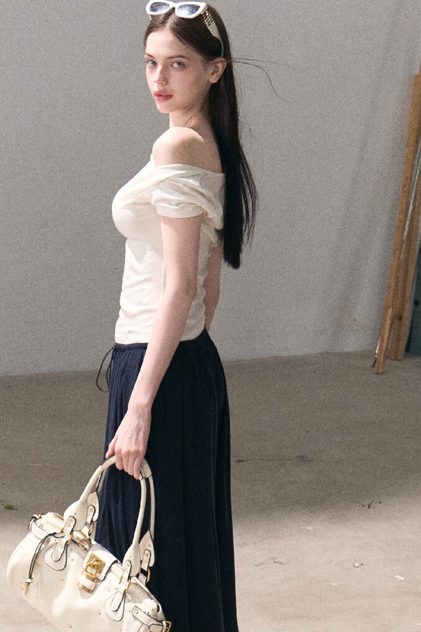 Lyocell Wool Twist-Neck Top