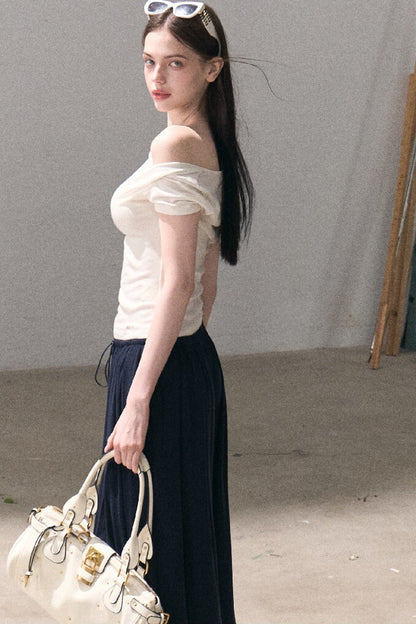 Lyocell Wool Twist-Neck Top