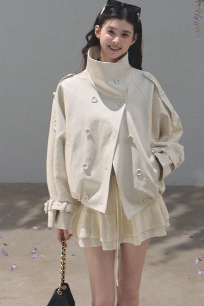 Knight-Style Oil-Waxed Leather Trench Jacket