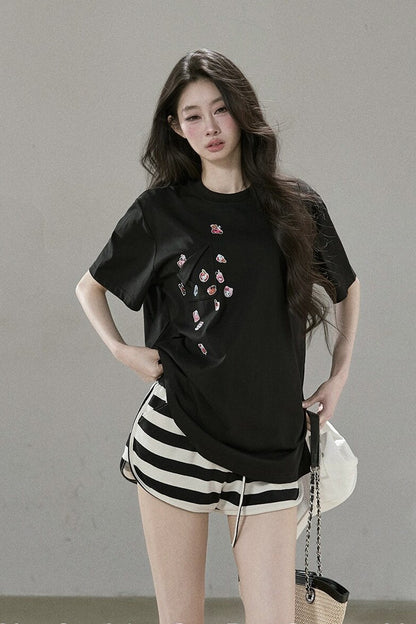 Meow-Chan Print Oversized Blouse