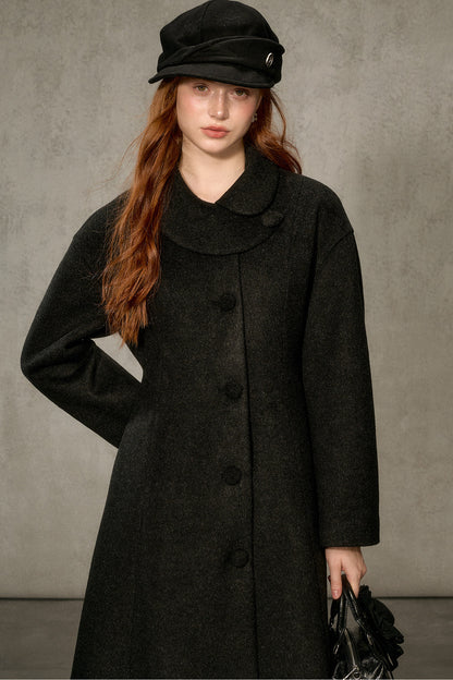 Floral Embroidered Long Woolen Cape Coat Set-Up