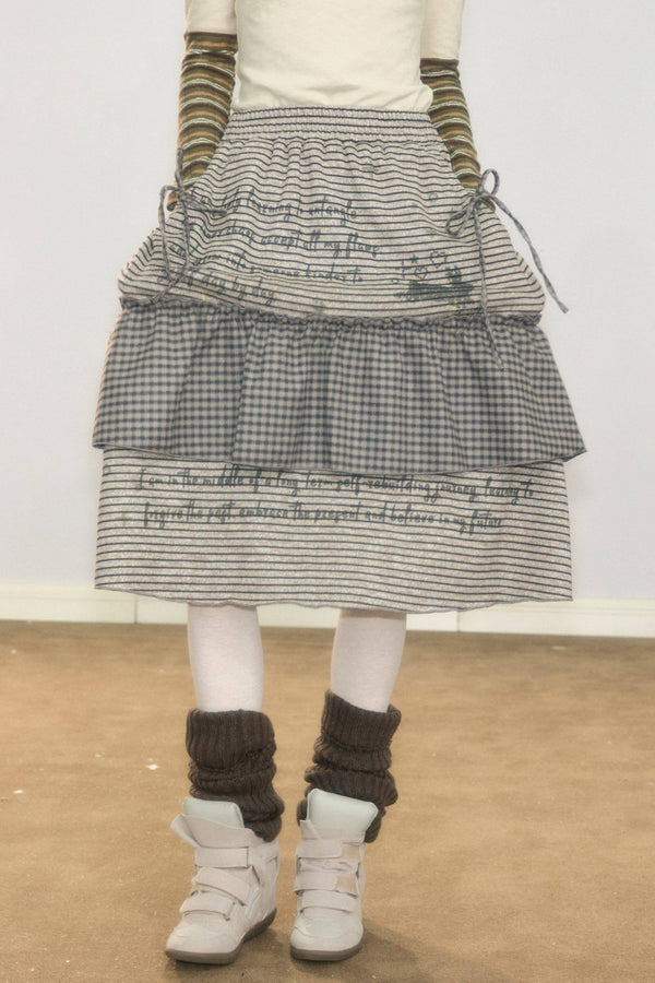 Plaid Letter Print Skirt