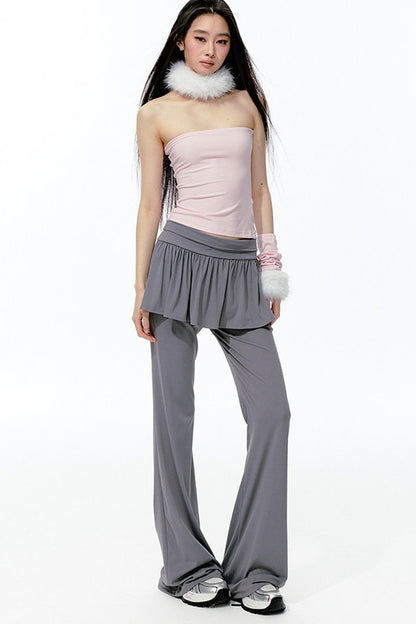 Top a fascia in maglia con collo in pelliccia staccabile