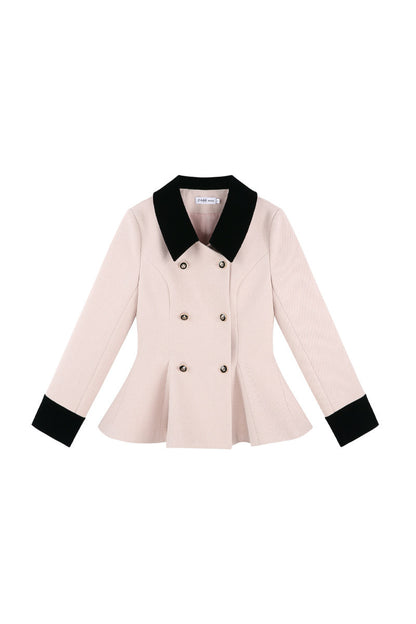 Pink Woolen Coat and Black Skirt Set-Up