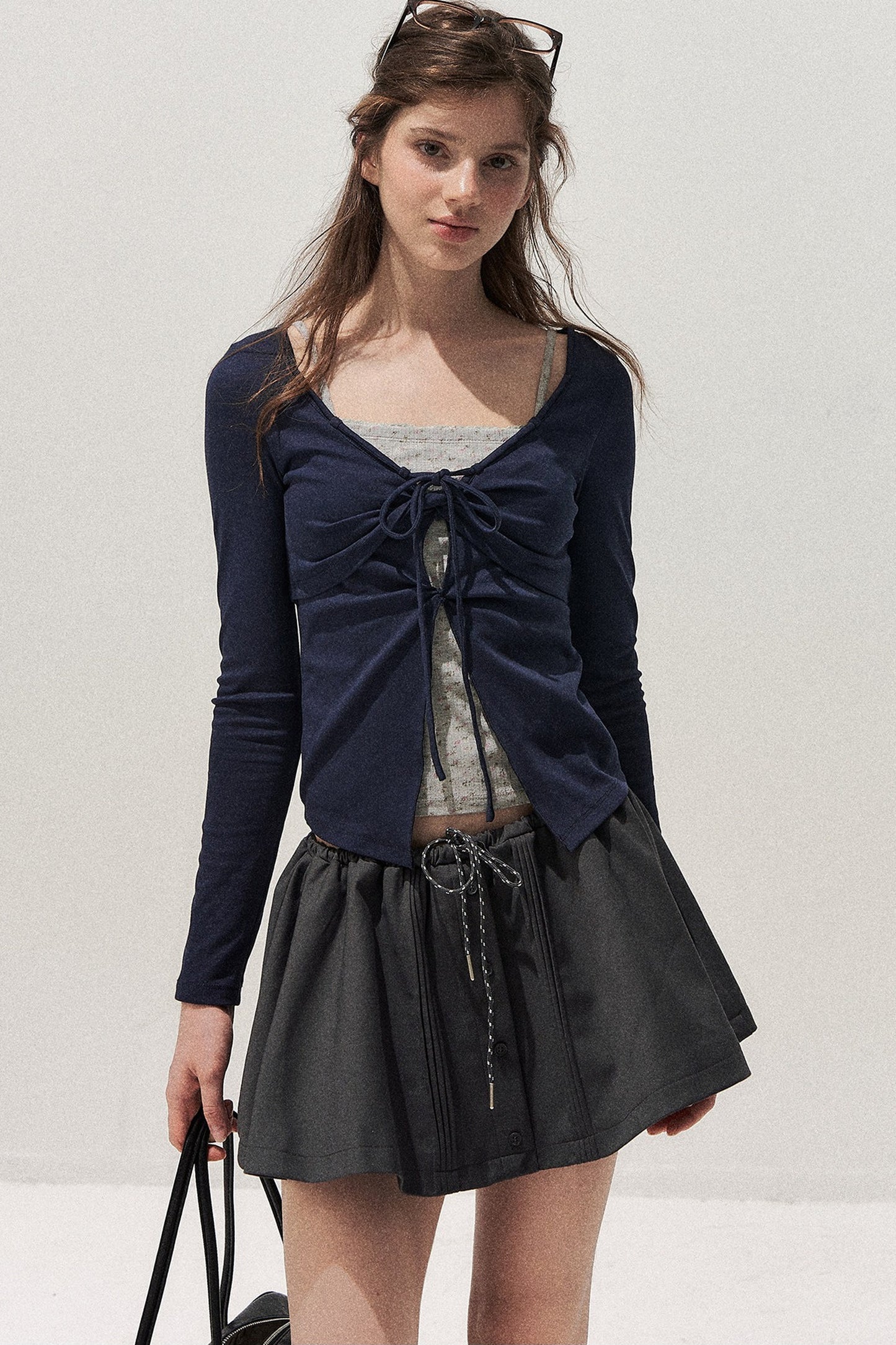 Floral Knot Tie Long Sleeve T-Shirt