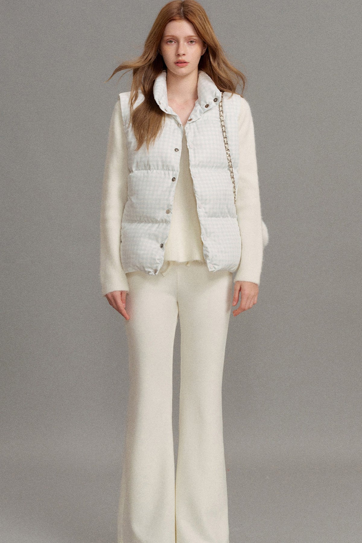 White Duck Down Plaid Vest