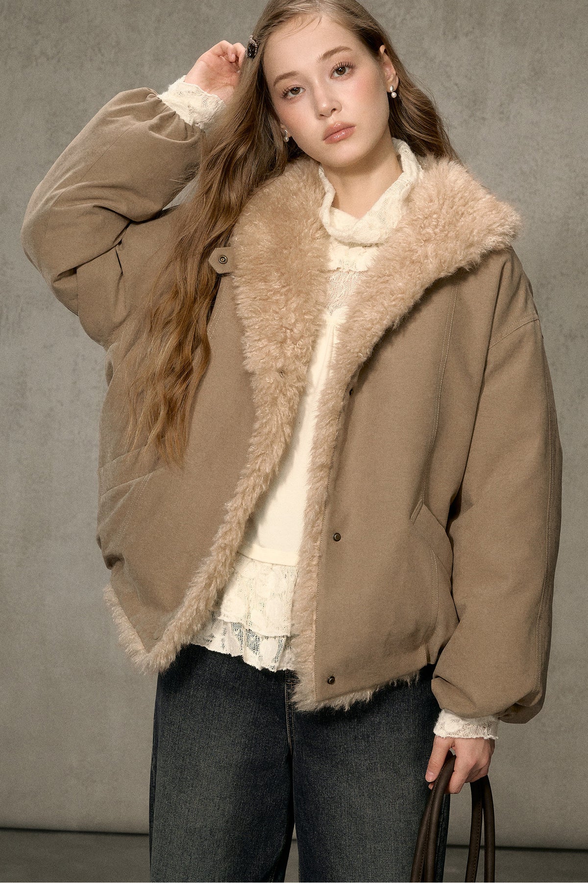 Fur Collar Bud-Shaped Down Jacket