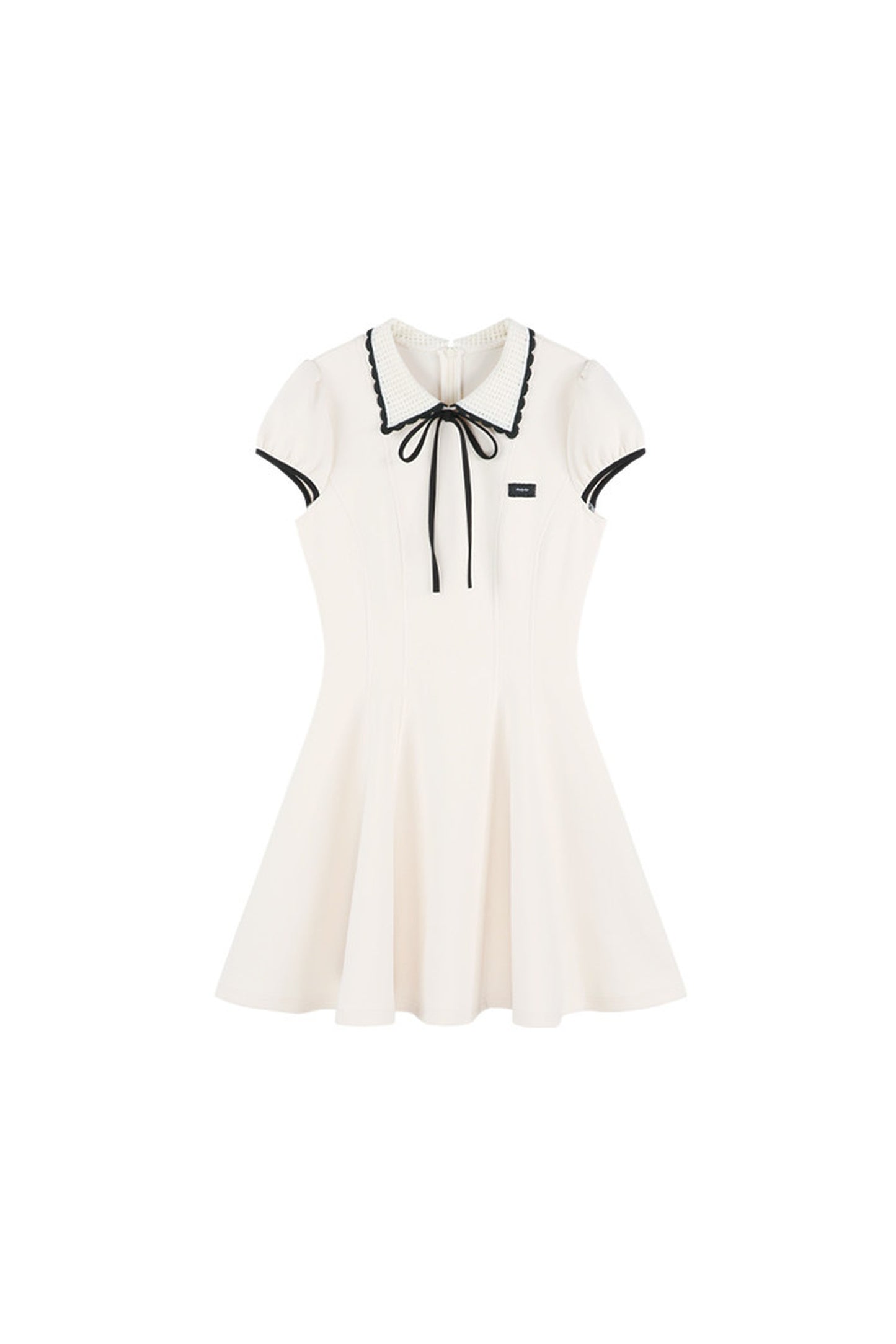 French Style Puff Sleeve Cinched Waist Dress